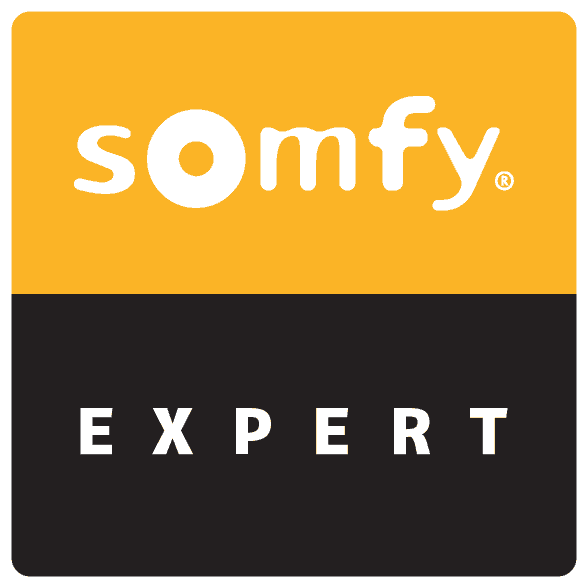 A logo saying "Somfy Expert" - for SOM Blinds
