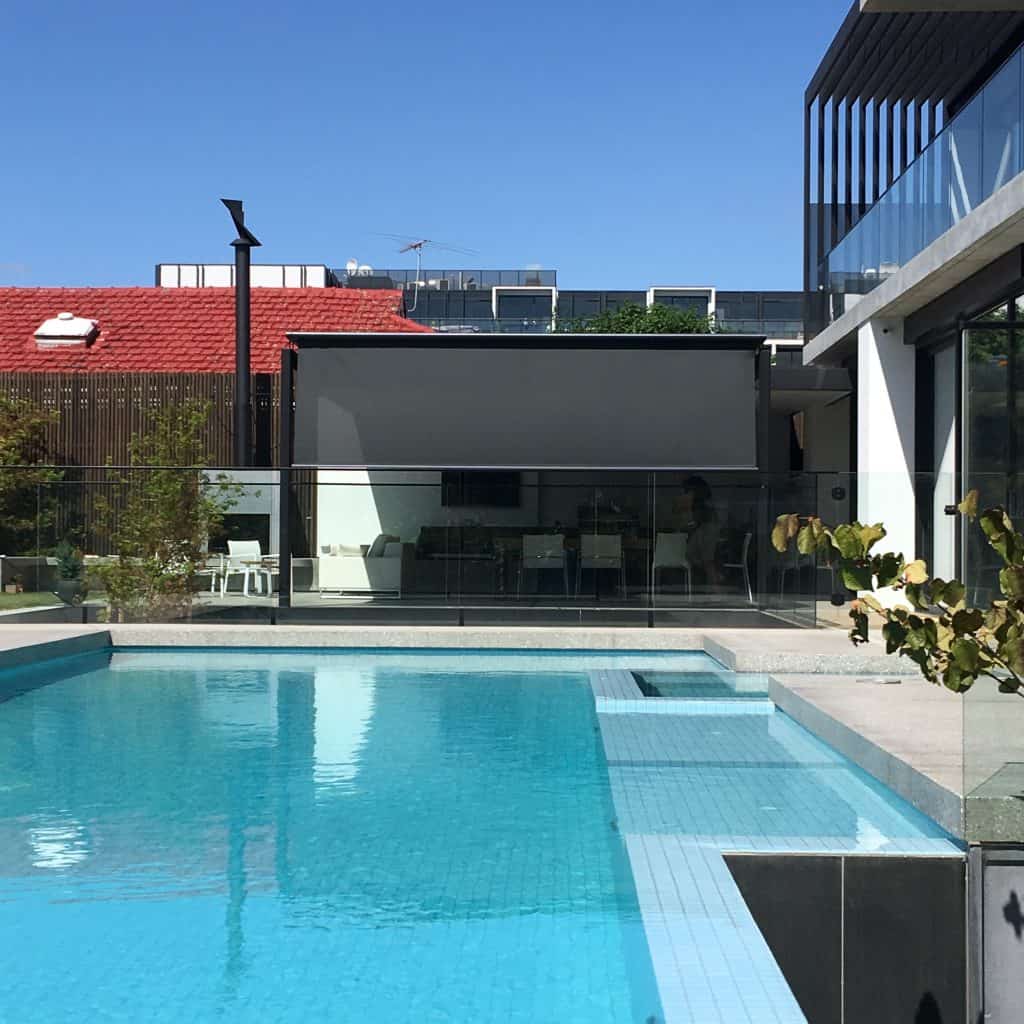 Markilux retractable roof awning over outdoor entertaining area of Melbourne home