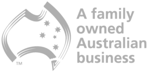 A logo saying "Australian Family Owned Business" - for SOM Blinds