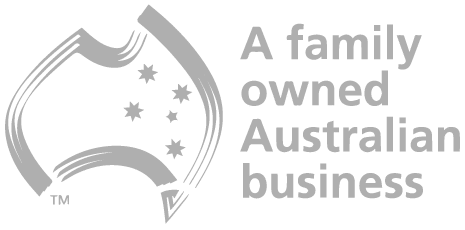 A logo saying "Australian Family Owned Business" - for SOM Blinds